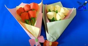 Papirnate rože za materinski dan: 5 preprostih idej z video vajami